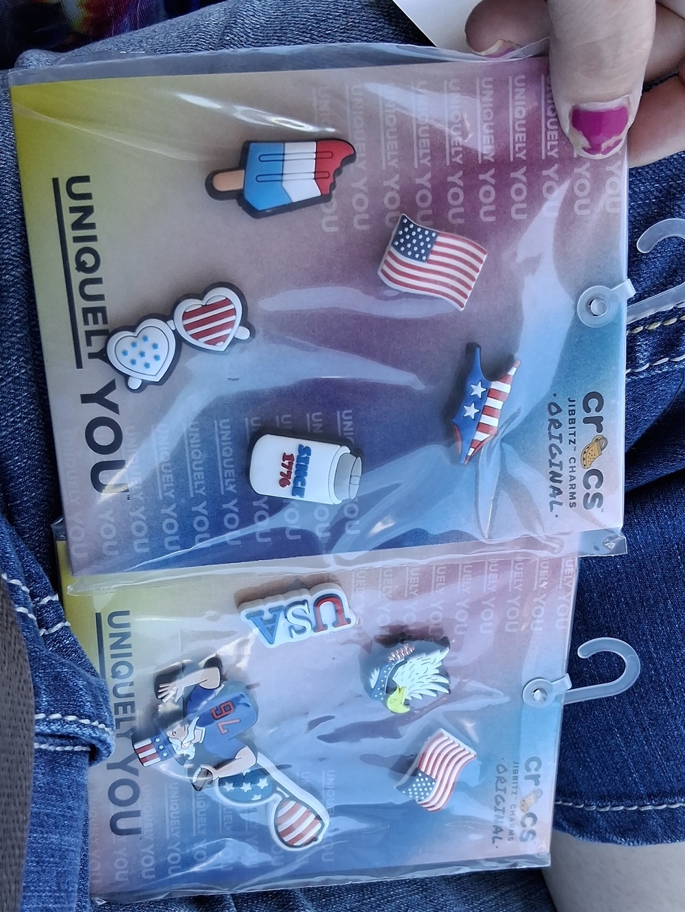 CROCS Patriotic Jibbitz Shoe Charms in Red White Blue